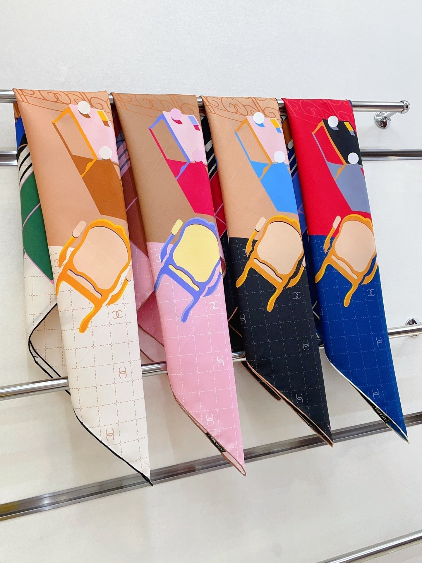 CC Square Scarf 90 CM In Dark Blue Colorful Silk Twill 187427