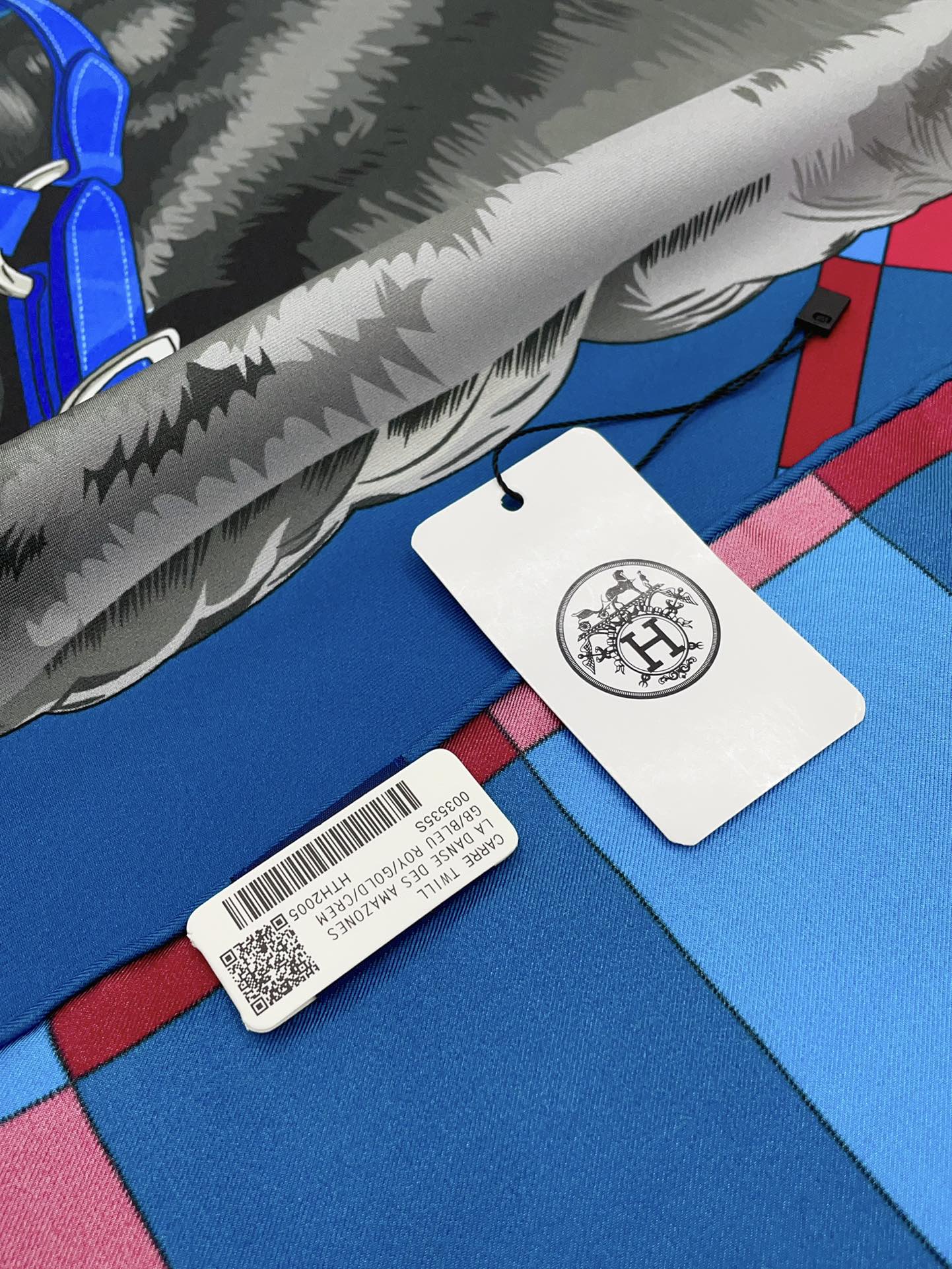 Rocabar De Rire Scarf 90 CM In Blue Colorful Silk Twill 206453