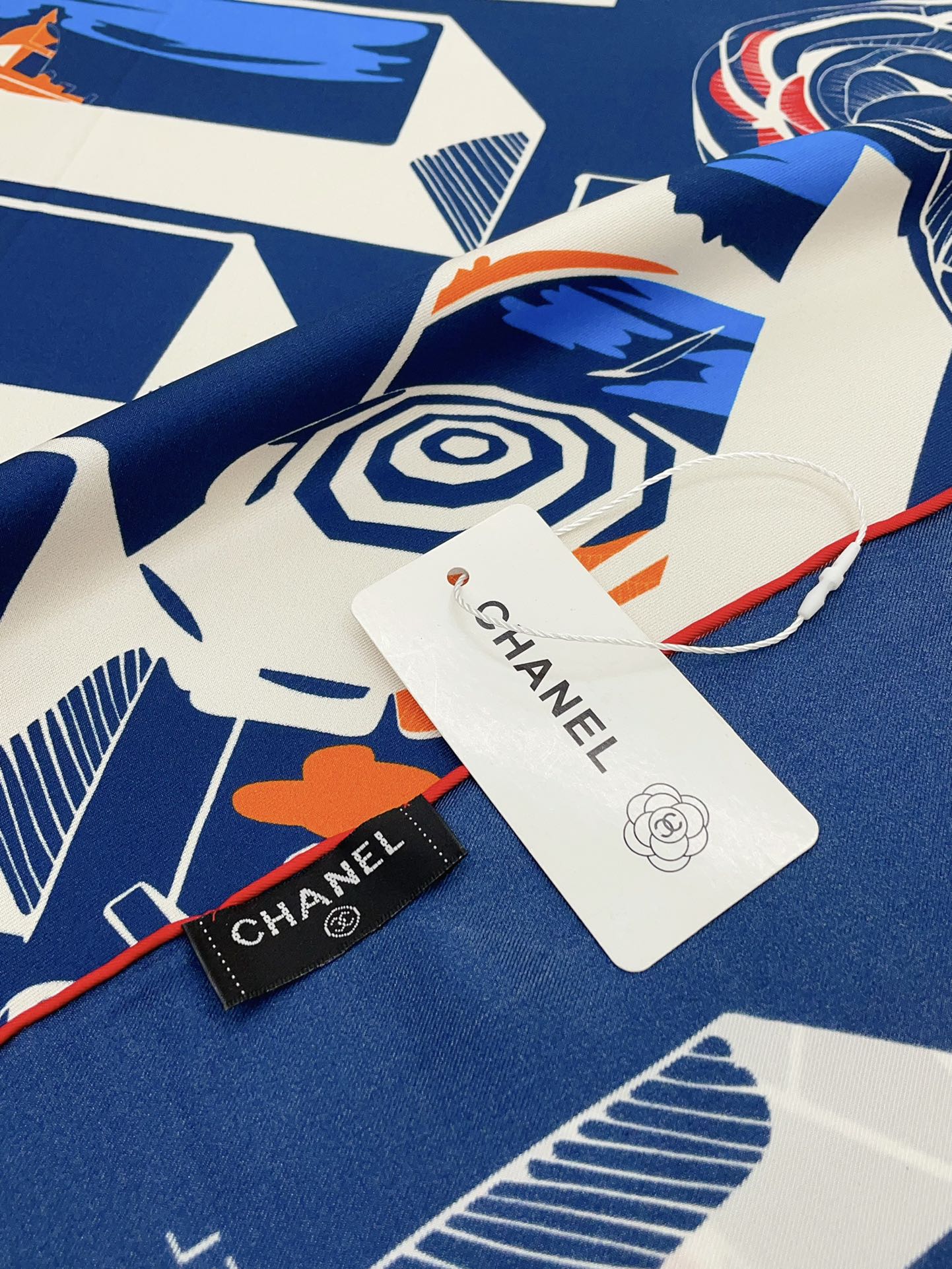 CC Square Scarf 90 CM In Blue Colorful Silk Twill  211097