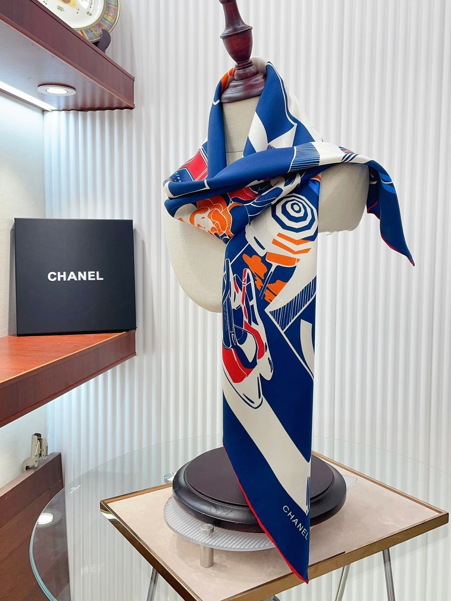 CC Square Scarf 90 CM In Blue Colorful Silk Twill  211097