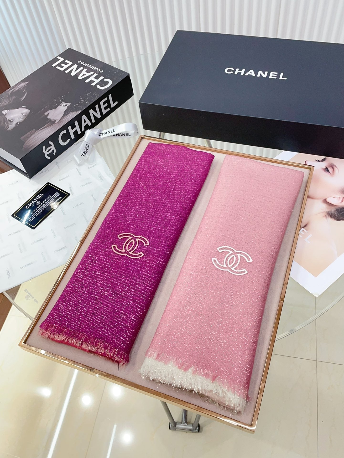 CC Scarf 200 CM In Light Pink Mix White Linen Fabric 249938