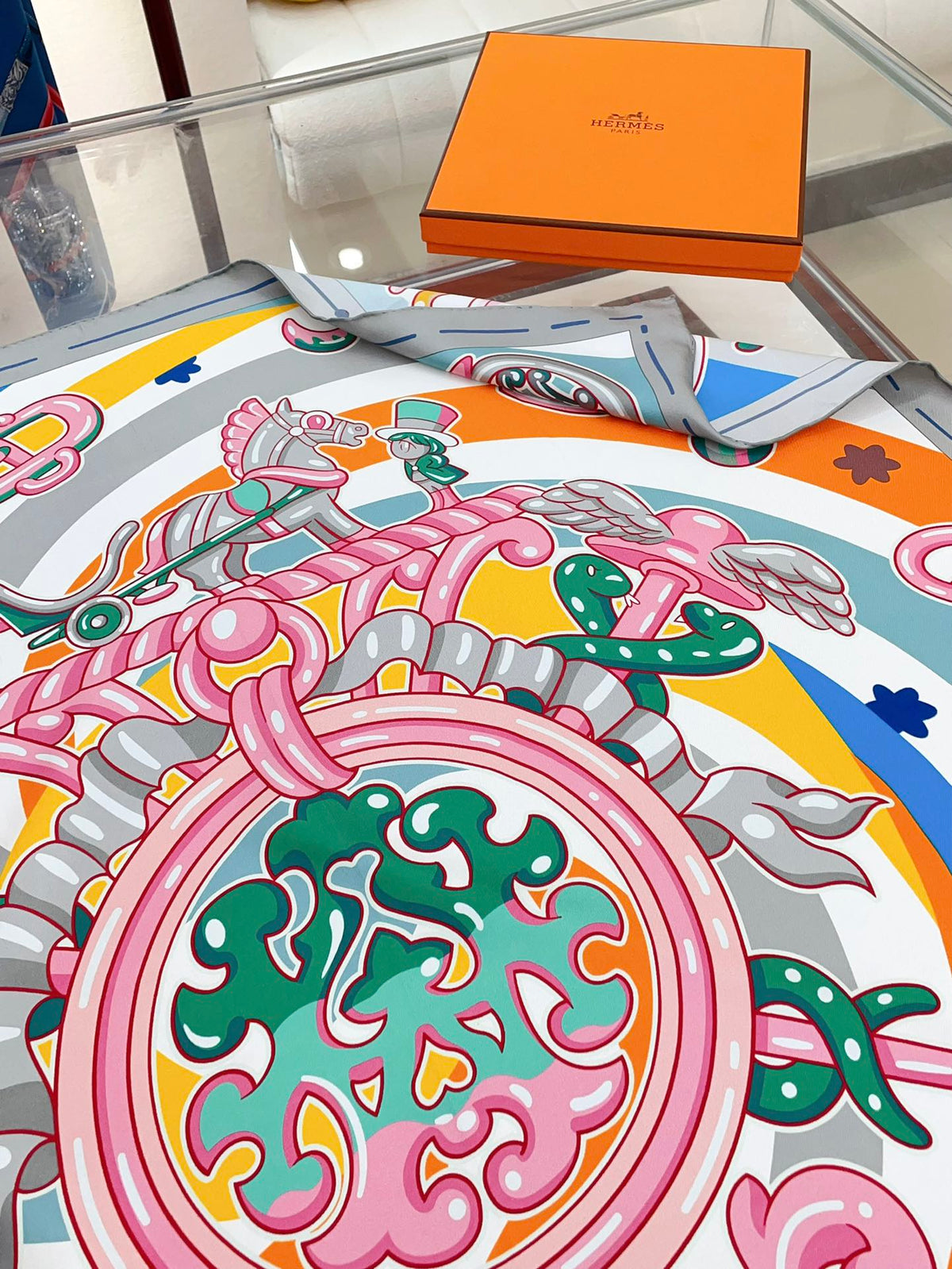 Candy Libris Scarf 90 CM In Pink Colorful Silk Twill  319213