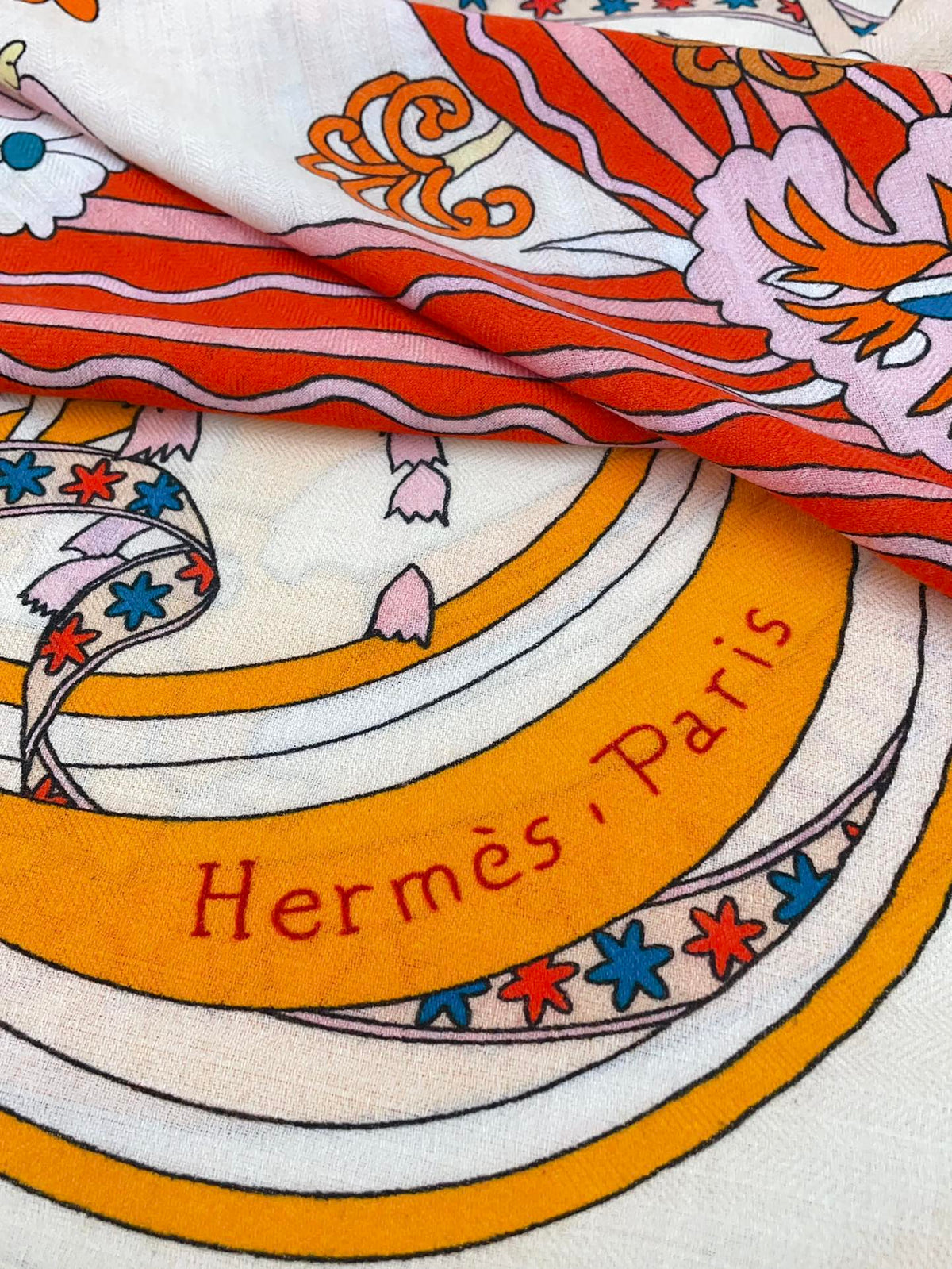 La Danse Du Printemps Scarf 140 In Yellow Colorful Cashmere And Silk 344366