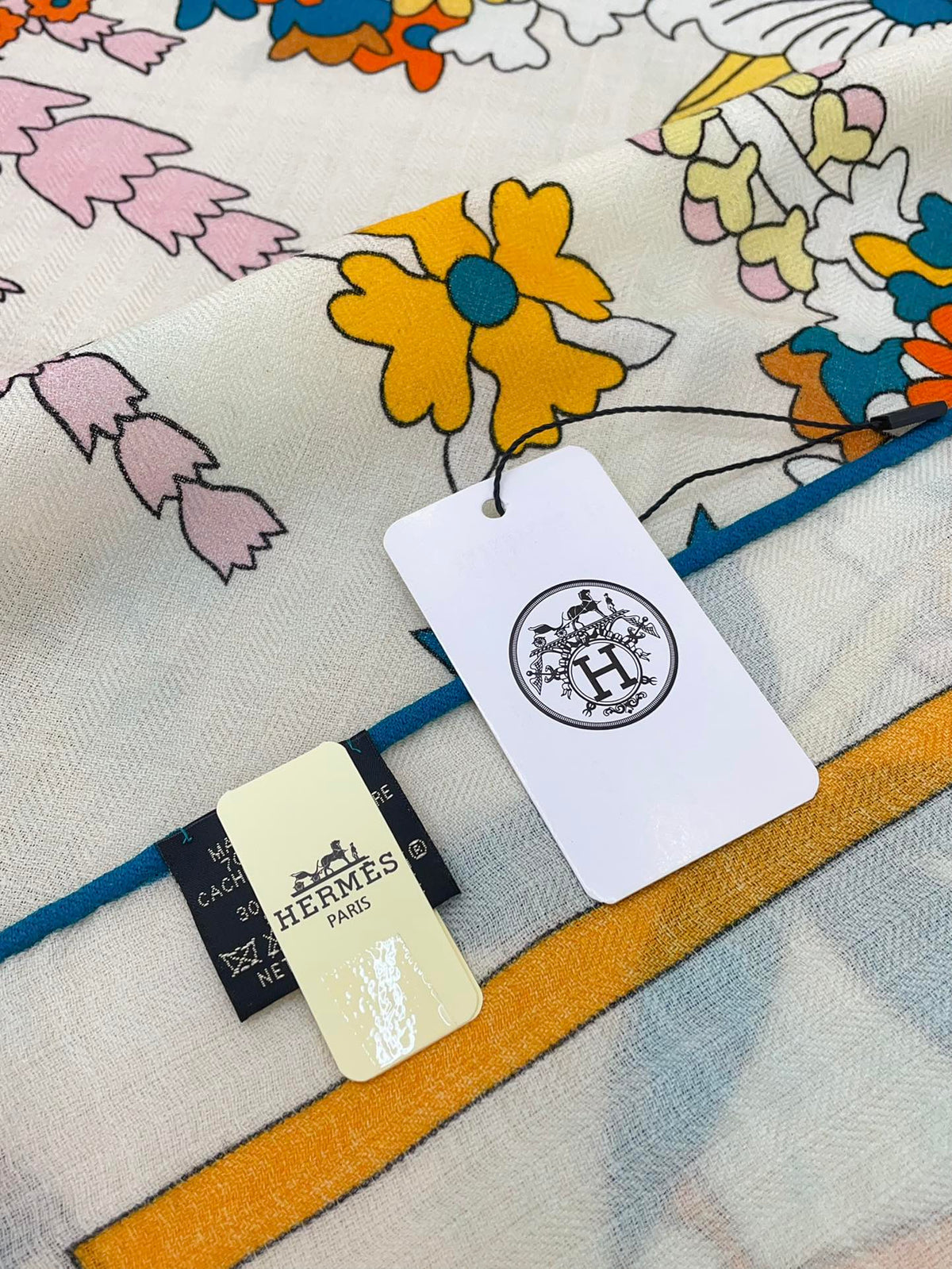 La Danse Du Printemps Scarf 140 In Yellow Colorful Cashmere And Silk 344366