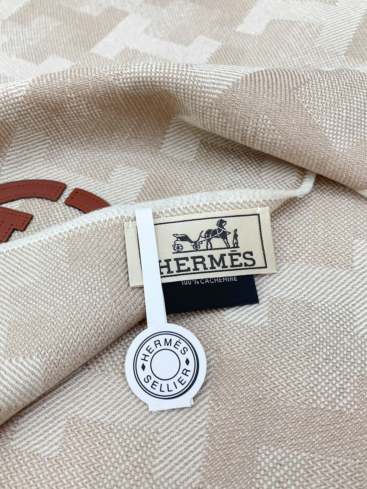 SCARF 200 CM IN TAN BROWN MONOGRAM CASHMERE