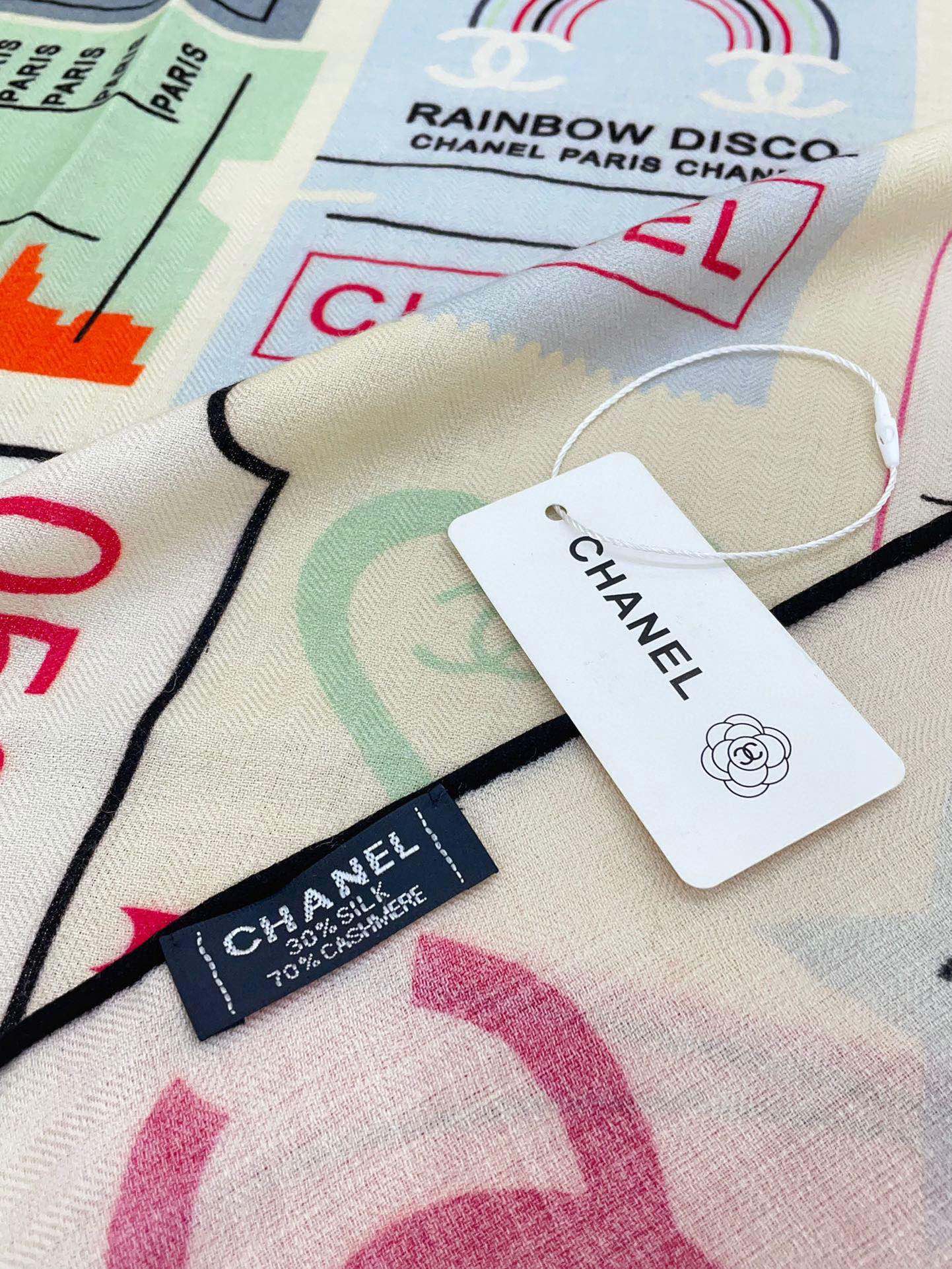 CC Square Scarf 140 CM In Multicolored Cashmere And Silk 388151