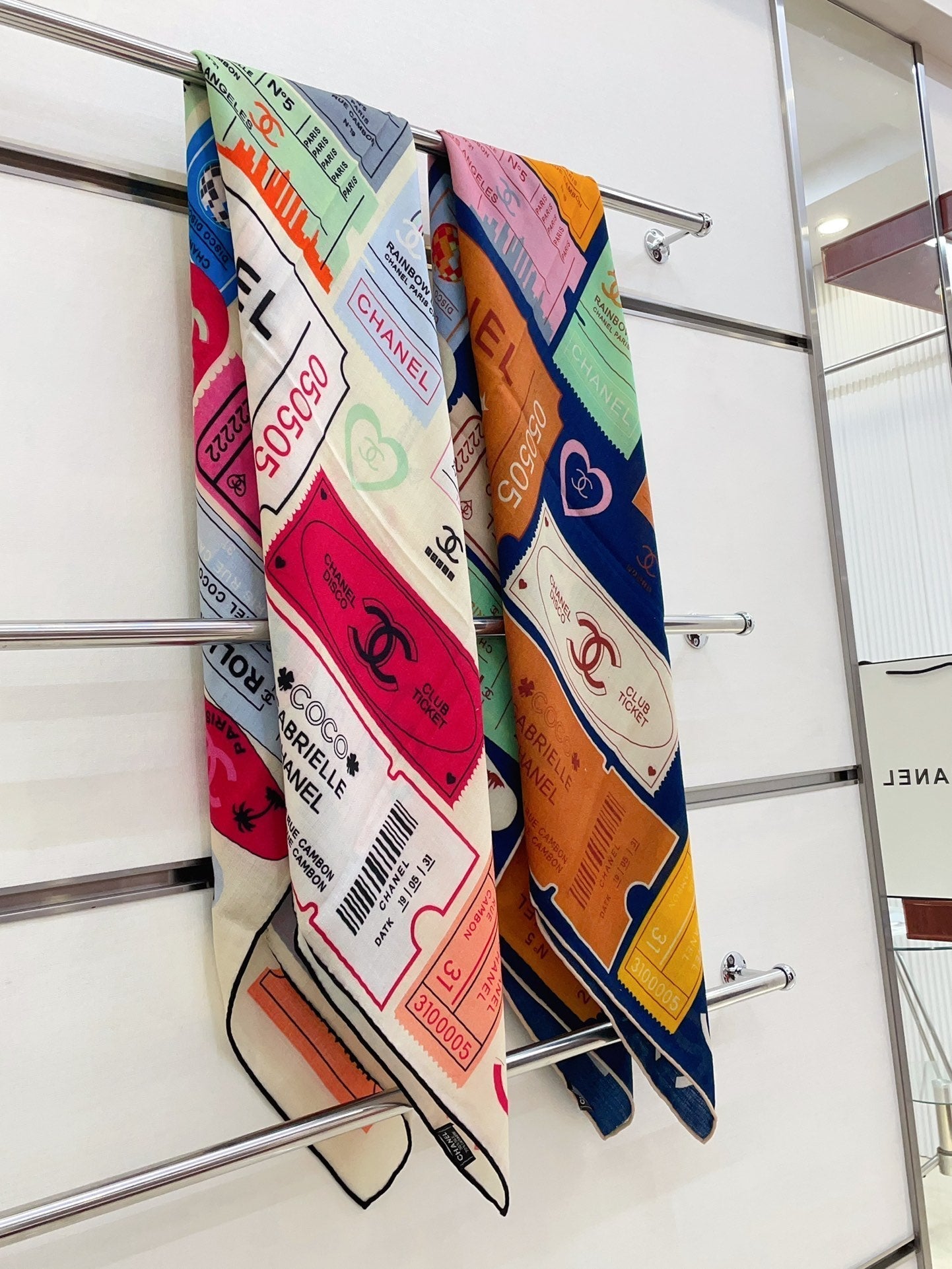 CC Square Scarf 140 CM In Multicolored Cashmere And Silk 388151