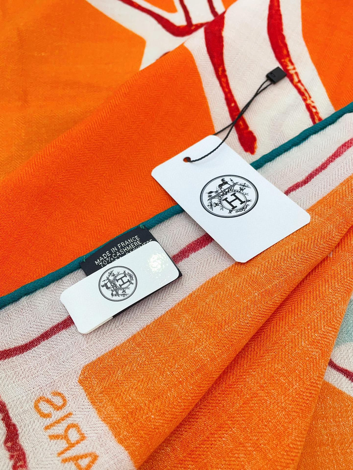 Choregraphie Equestre Pareo Scarf 140 CM Orange Colorful Cashmere And Silk 393170