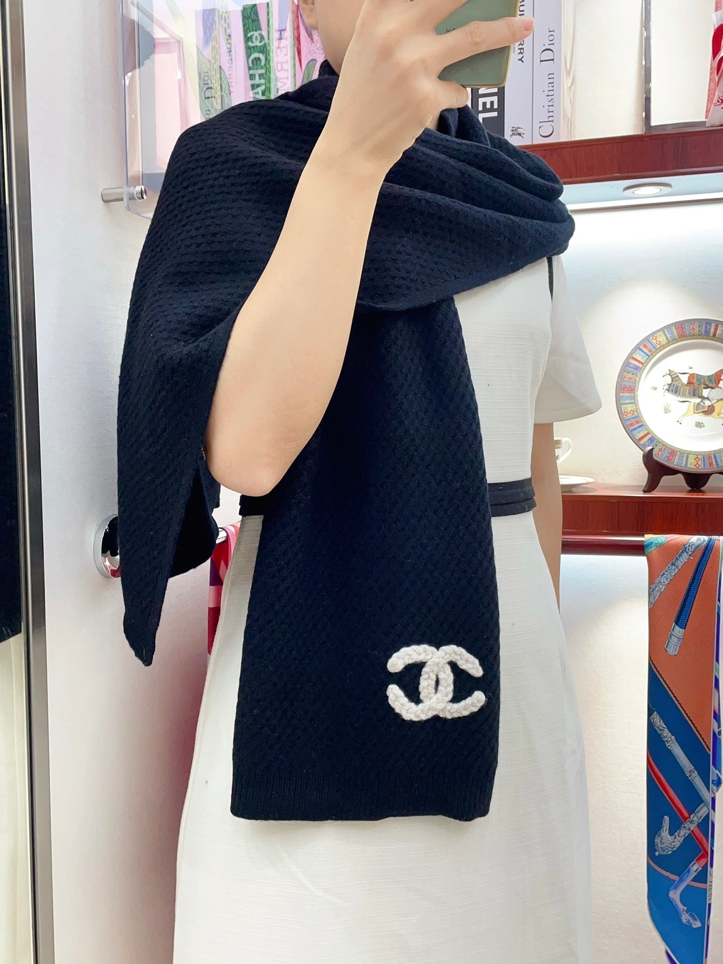 CC Scarf 190 CM In Black Cashmere 393184