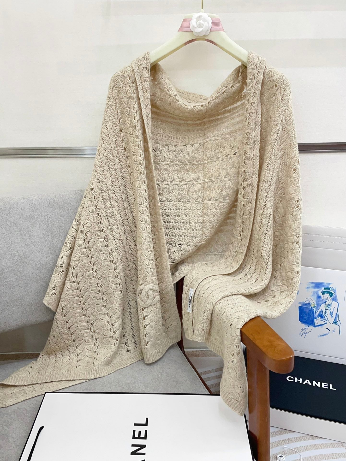 CC Scarf 190 CM In Beige Cashmere 396246