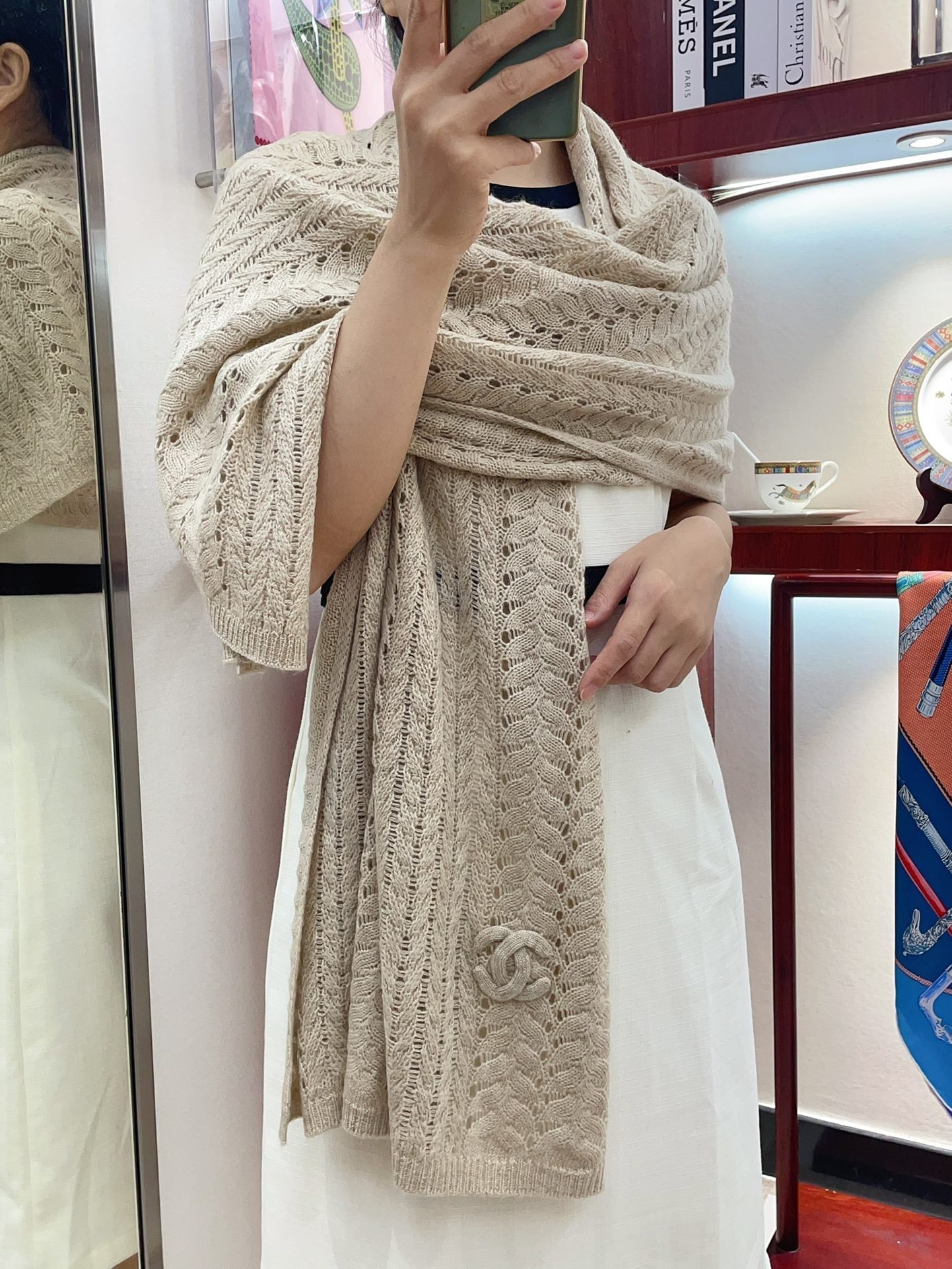 CC Scarf 190 CM In Beige Cashmere 396246