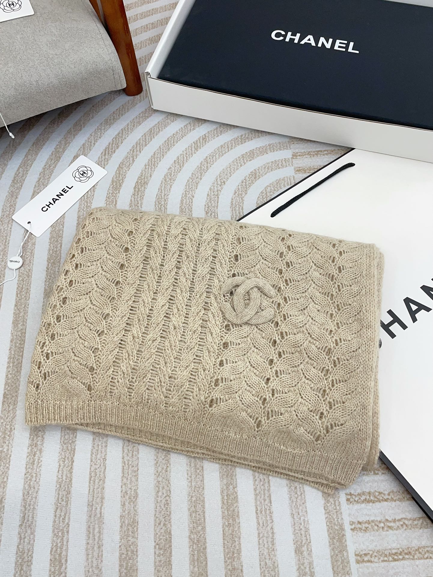 CC Scarf 190 CM In Beige Cashmere 396246