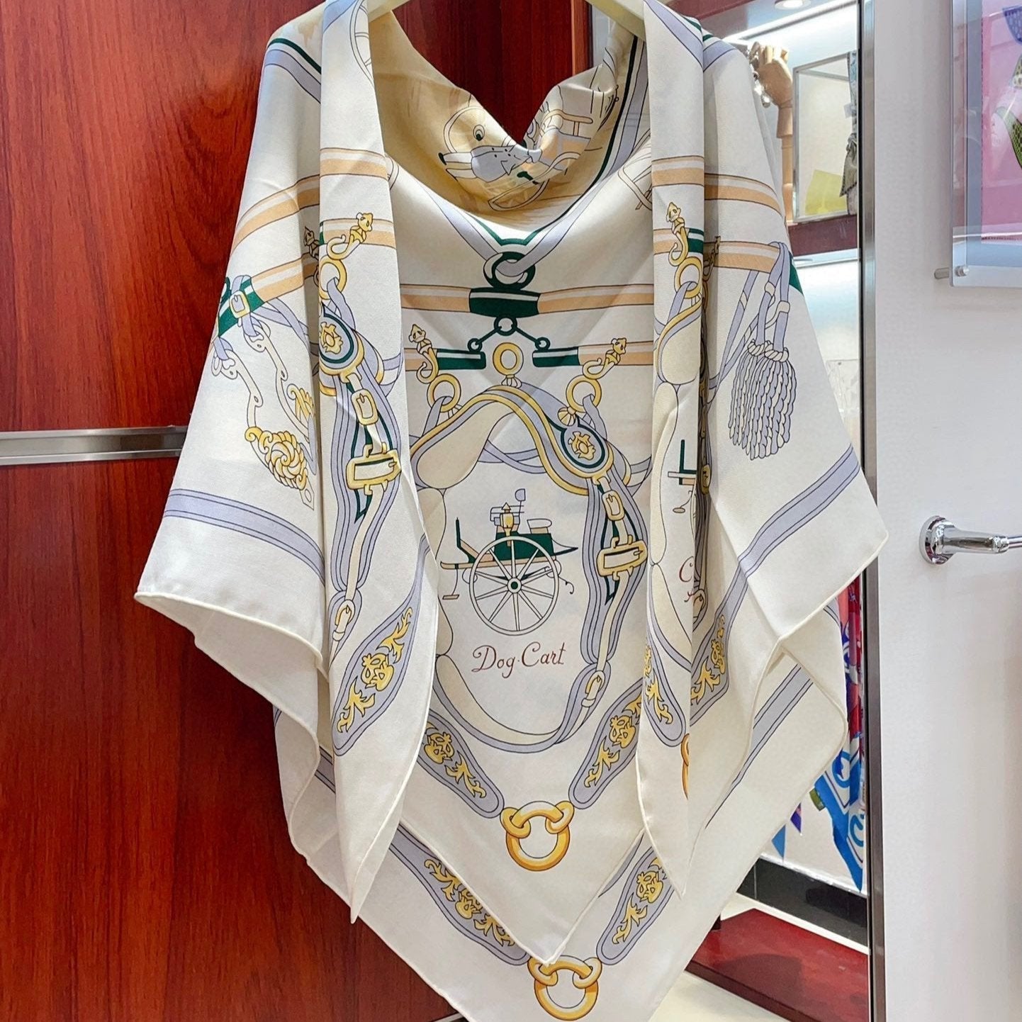 Palonniers Scarf 140 CM White Colorful Cashmere And Silk 401162
