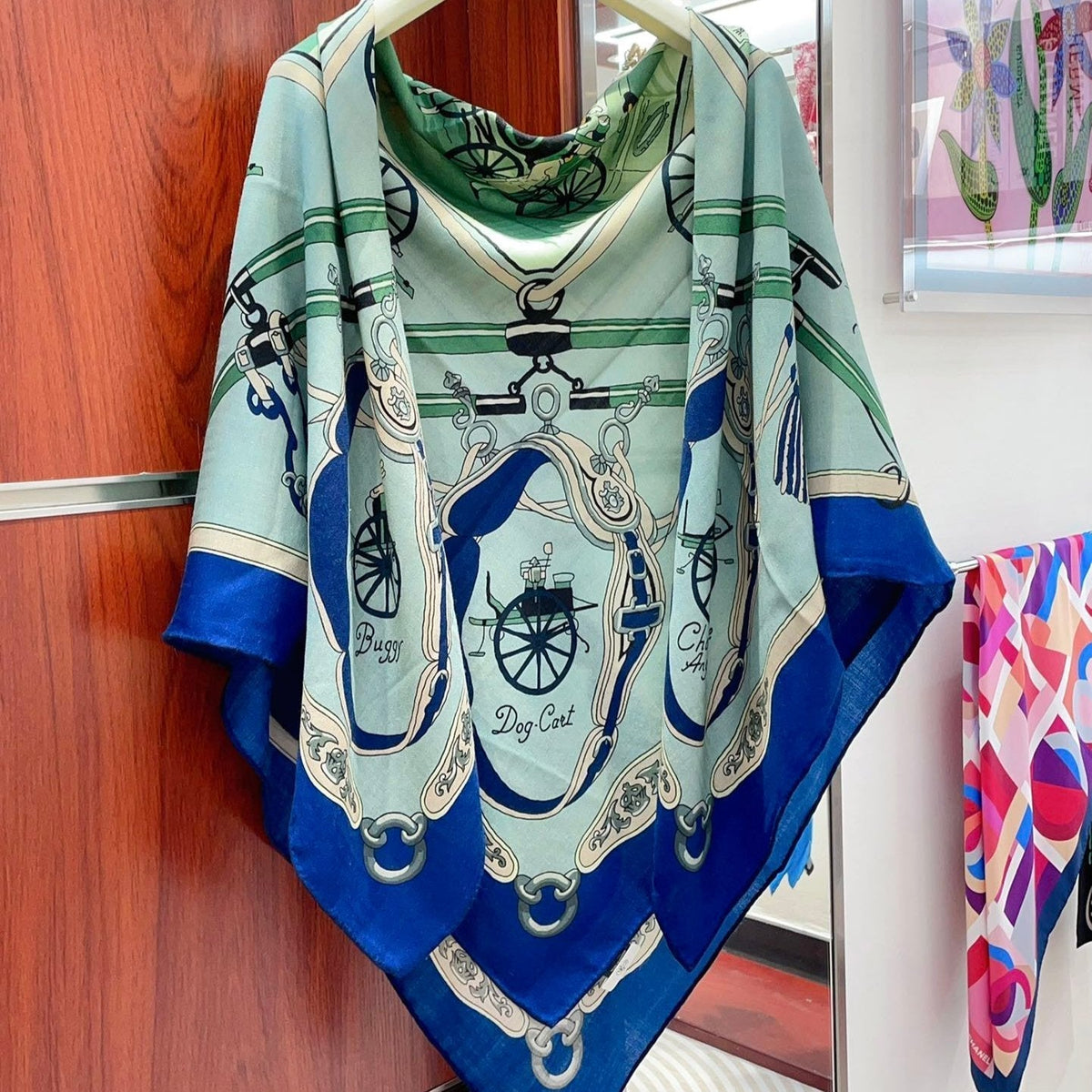 Palonniers Scarf 140 CM Jade Green Colorful Cashmere And Silk 401163