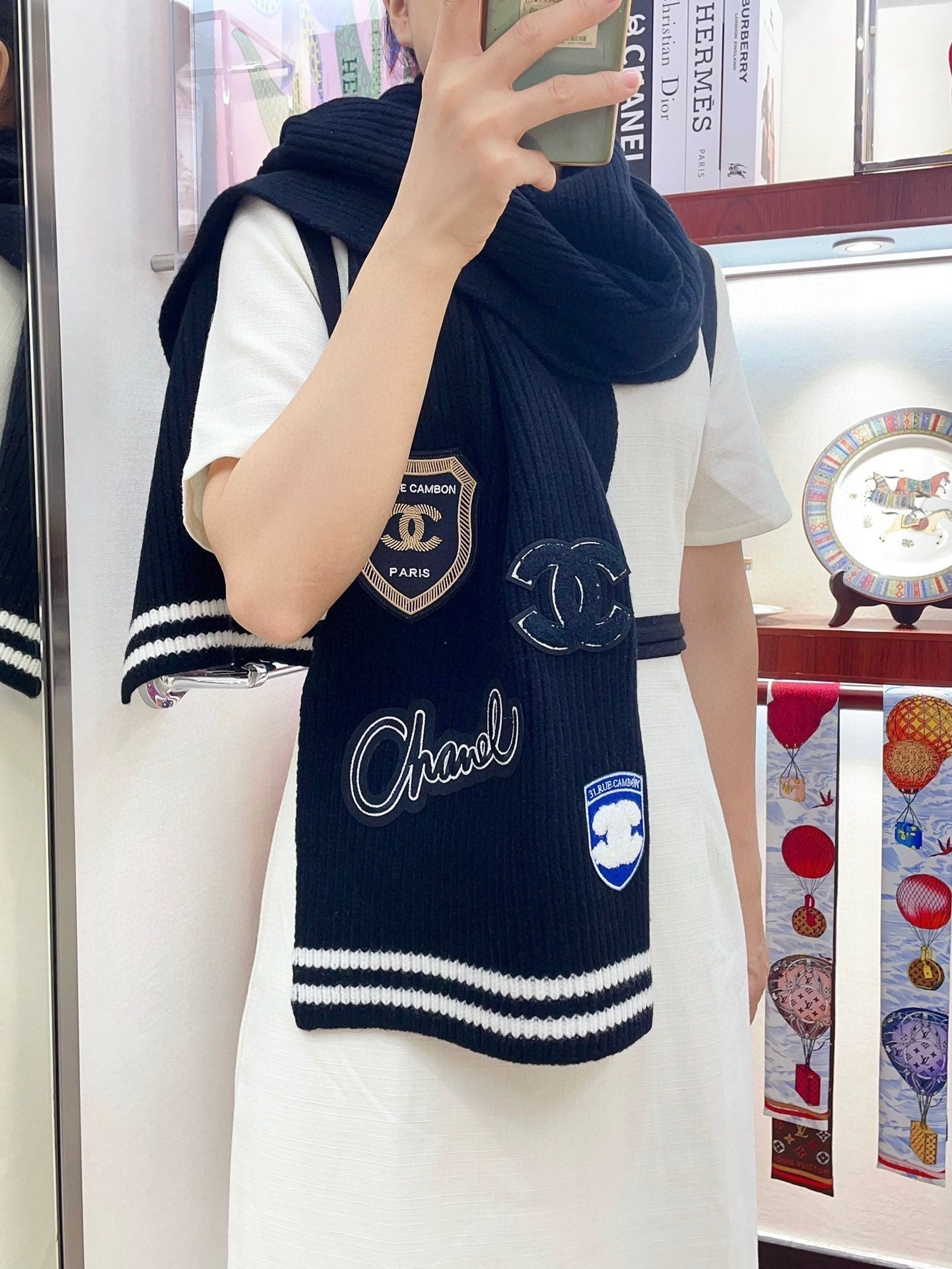 CC Scarf 180 CM In Black Cashmere 405081