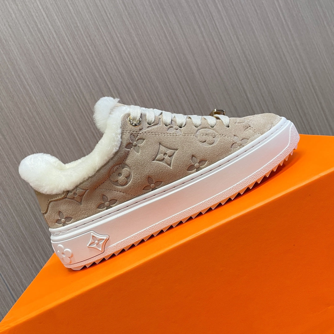 LV Time Out Sneaker 40mm Beige Monogram Suede