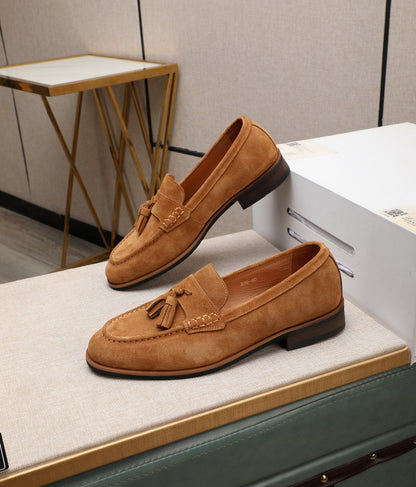 GG Men's Tassel Loafer Light Brown Suede 440168