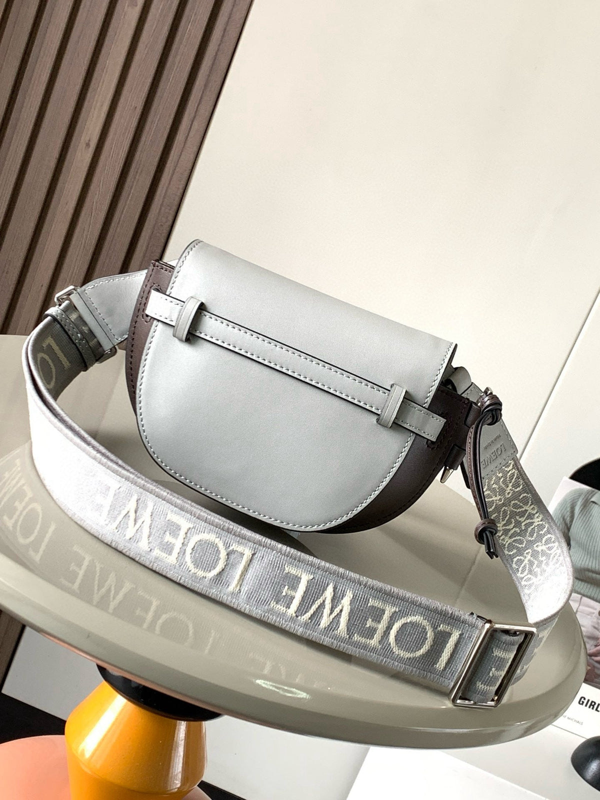 Loewe Saddle Bag 21 Gray Leather 280436