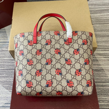 GG Tote Bag 21cm Beige Red Leather Canvas 339642