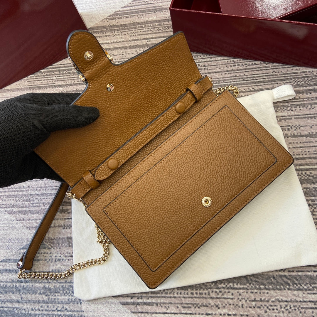 GG Dionysus Chain bag 20cm Brown Grained Leather