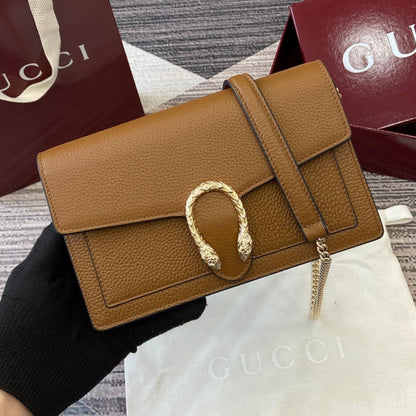 GG Dionysus Chain bag 20cm Brown Grained Leather