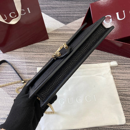 GG Dionysus Chain bag 20cm Black Grained Leather 339611