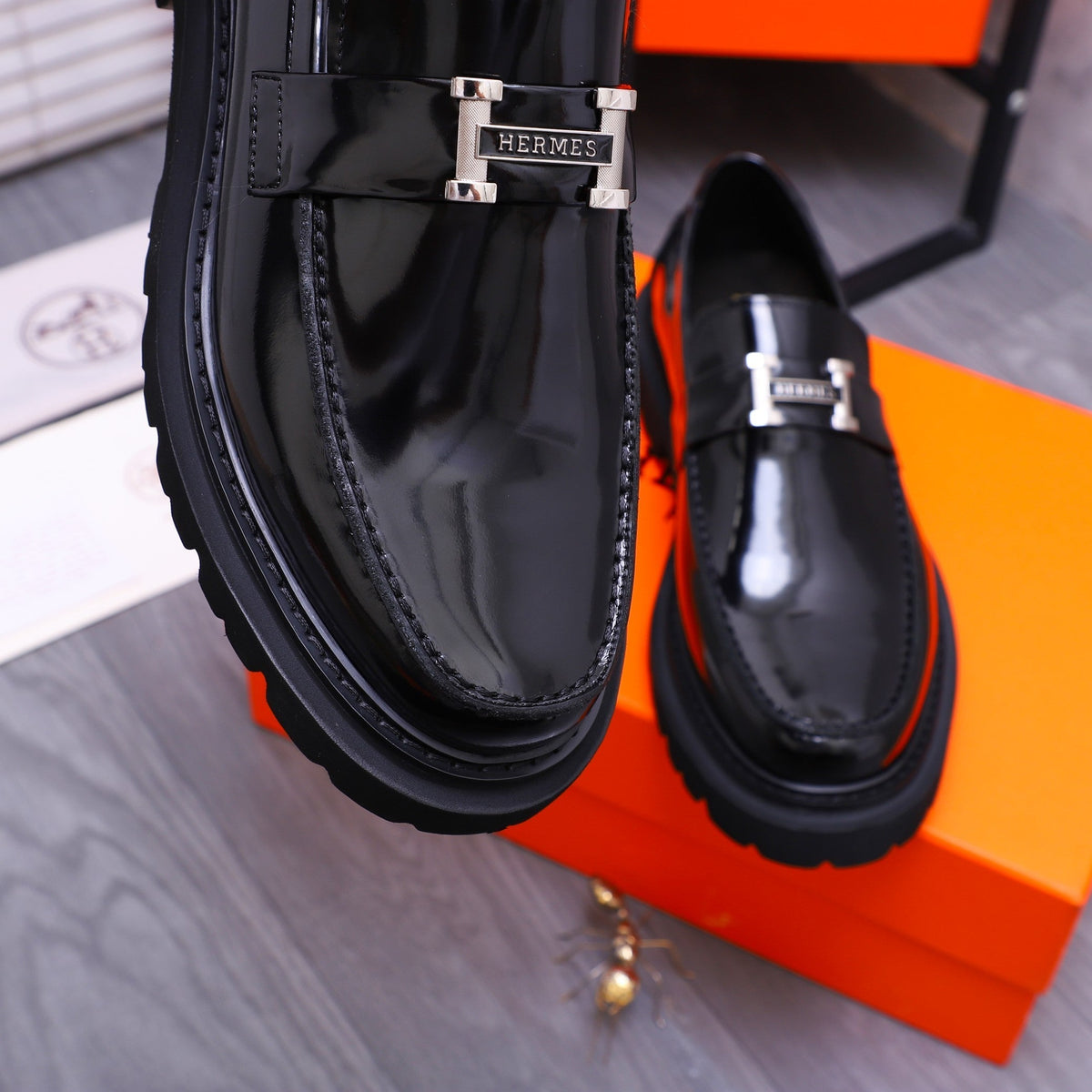 HM GREGOIRE LOAFER GLOSSY BLACK CALFSKIN