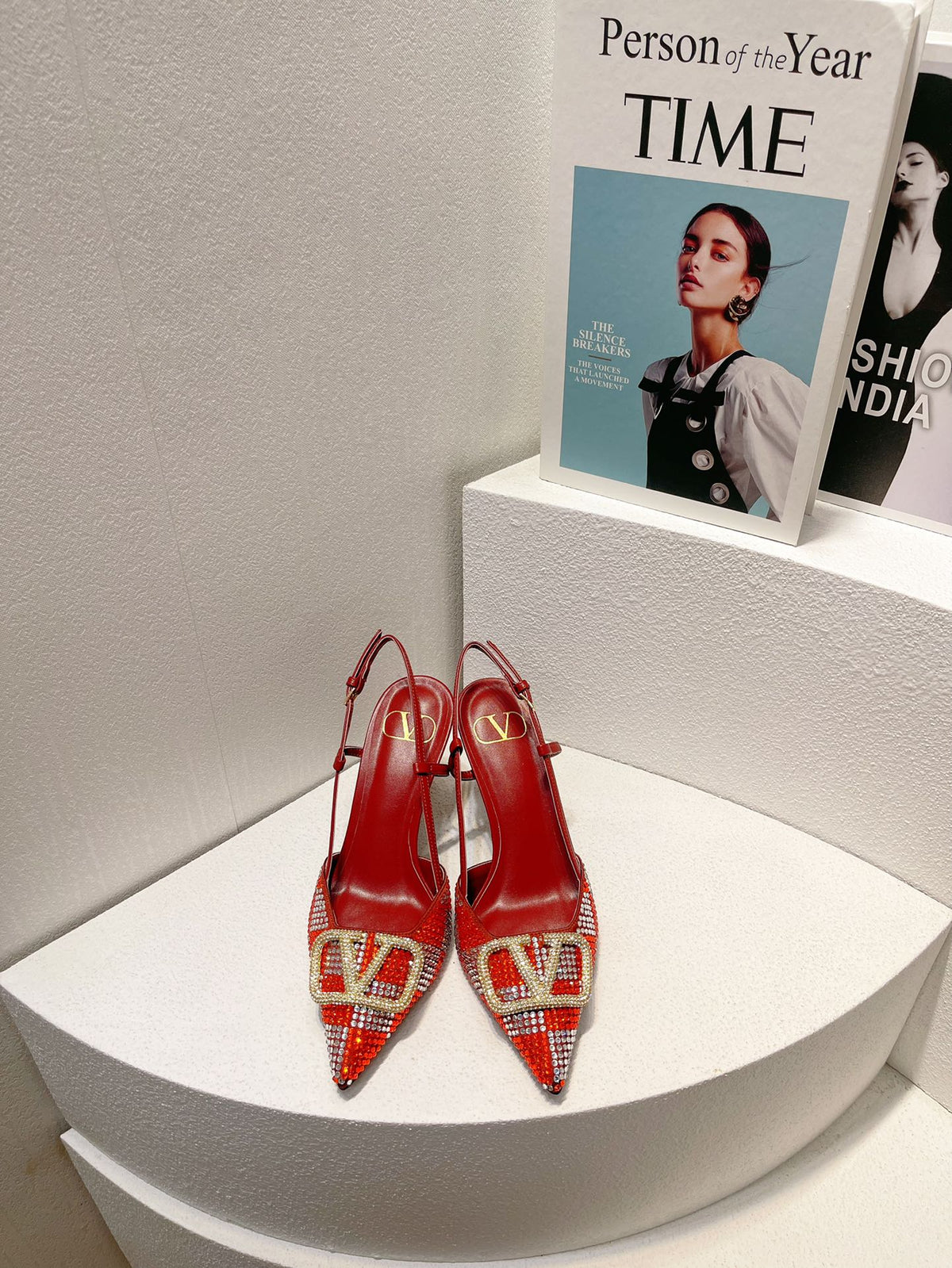 VT High Heeled Slingbacks Red Sheepskin 292816