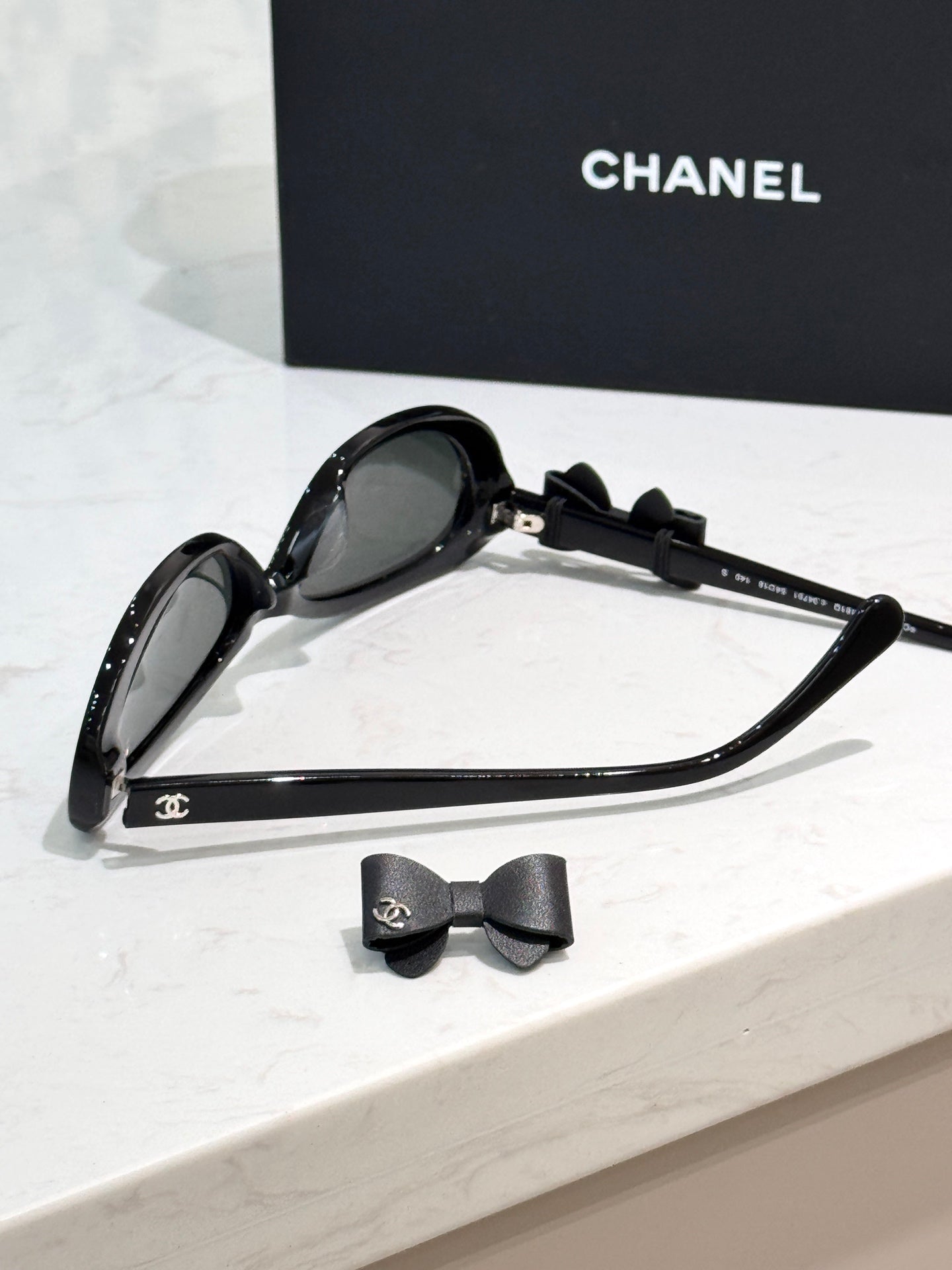 Chanel 2026 Cat Eye Sunglasses Black Acetate Calfskin CH9181