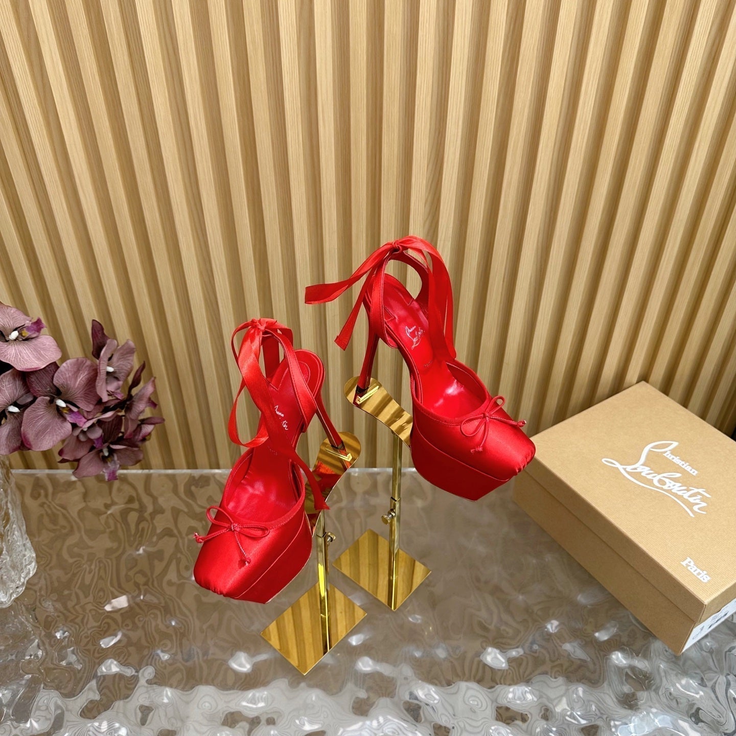 CL 25C Cassia Lace Up Alta 160mm Red Silk 221614