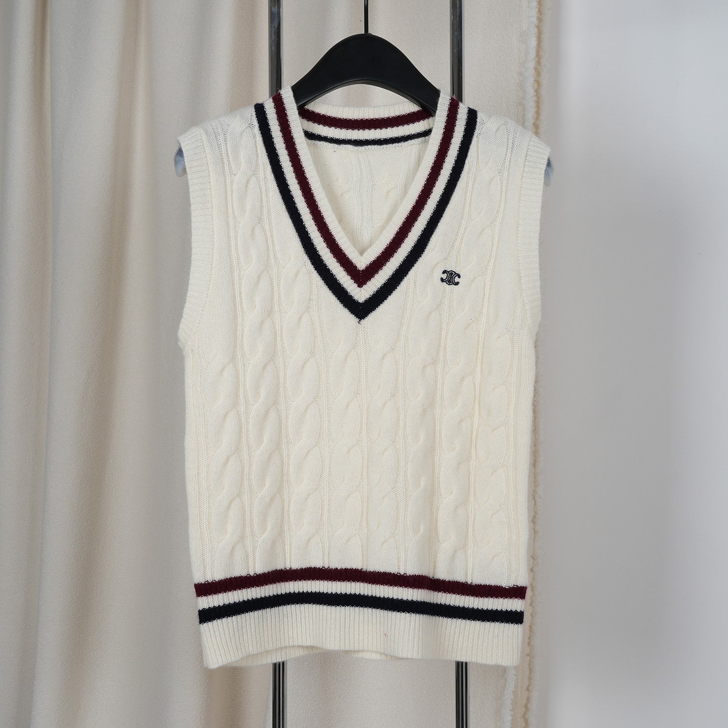 Celine Arc de Triomphe Vest White Cashmere