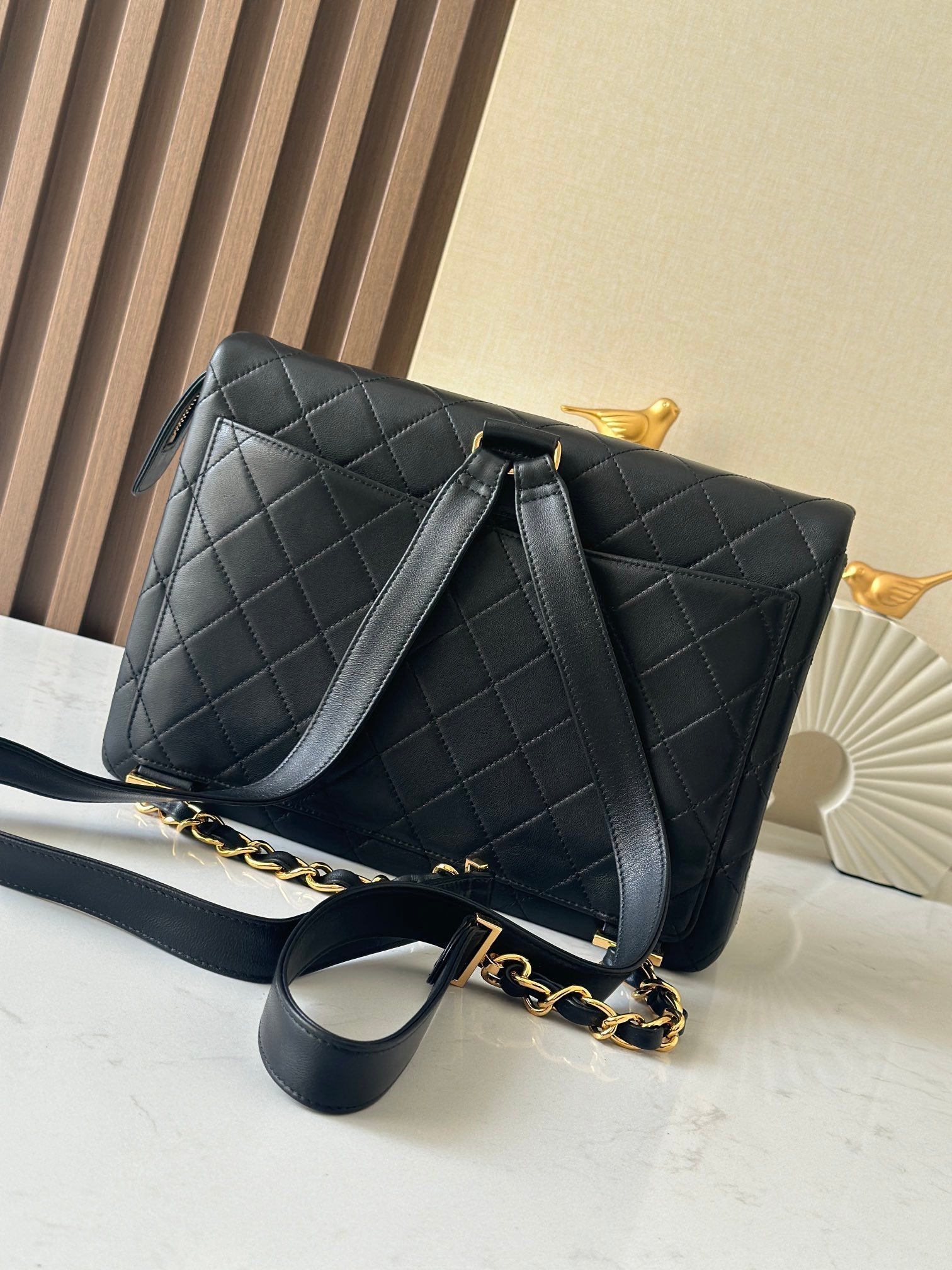 CC 2025 Backpack 30cm Black Gold Backpack Sheepskin 298105