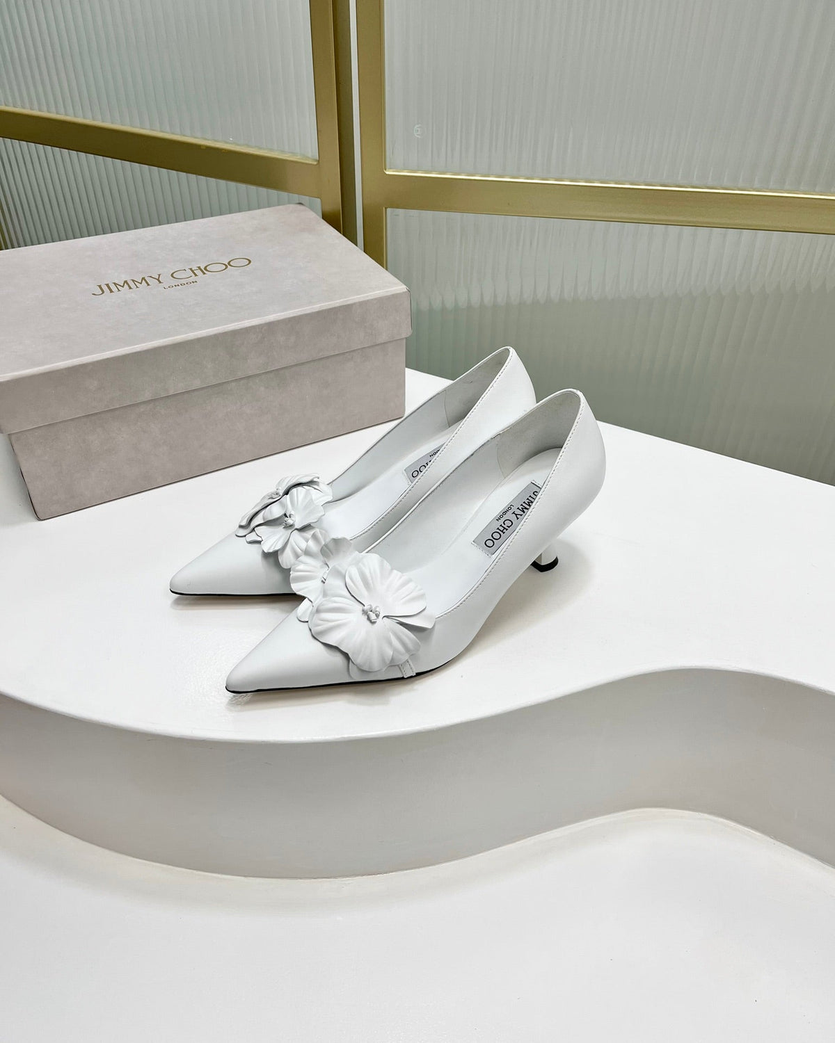 Jimmy Pumps 65mm In White Cowhide 597811