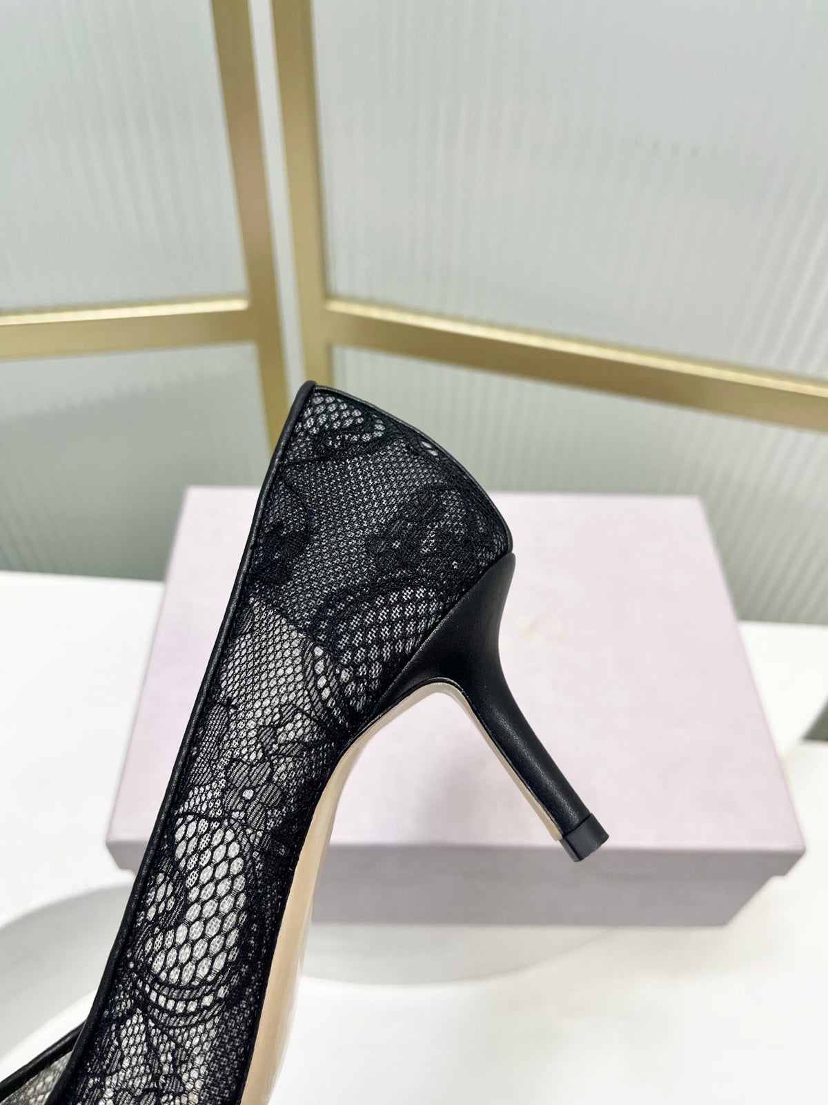 Jimmy 26s Heel Pump 65 Black Beige Lace Sheepskin 605954