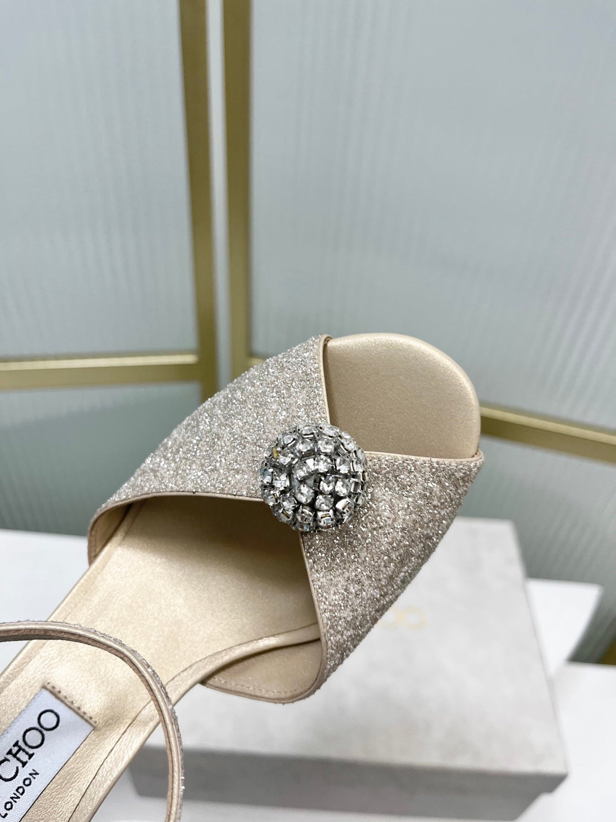 Jimmy 26s Peep-Toe High Heels  85 Beige Lace Sheepskin 605976