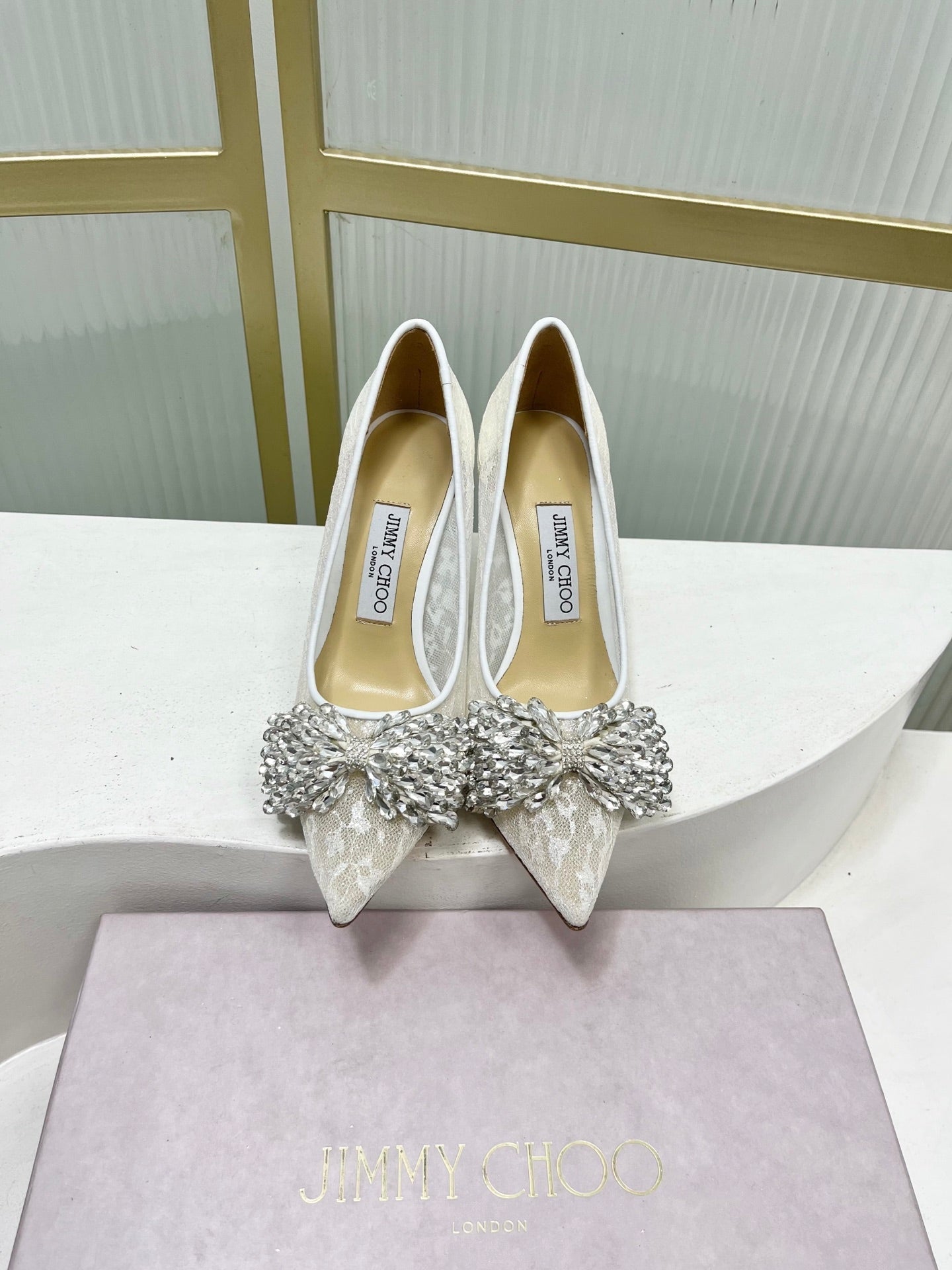 Jimmy 26s High Heels 85 White Imported Lace Sheepskin 605985