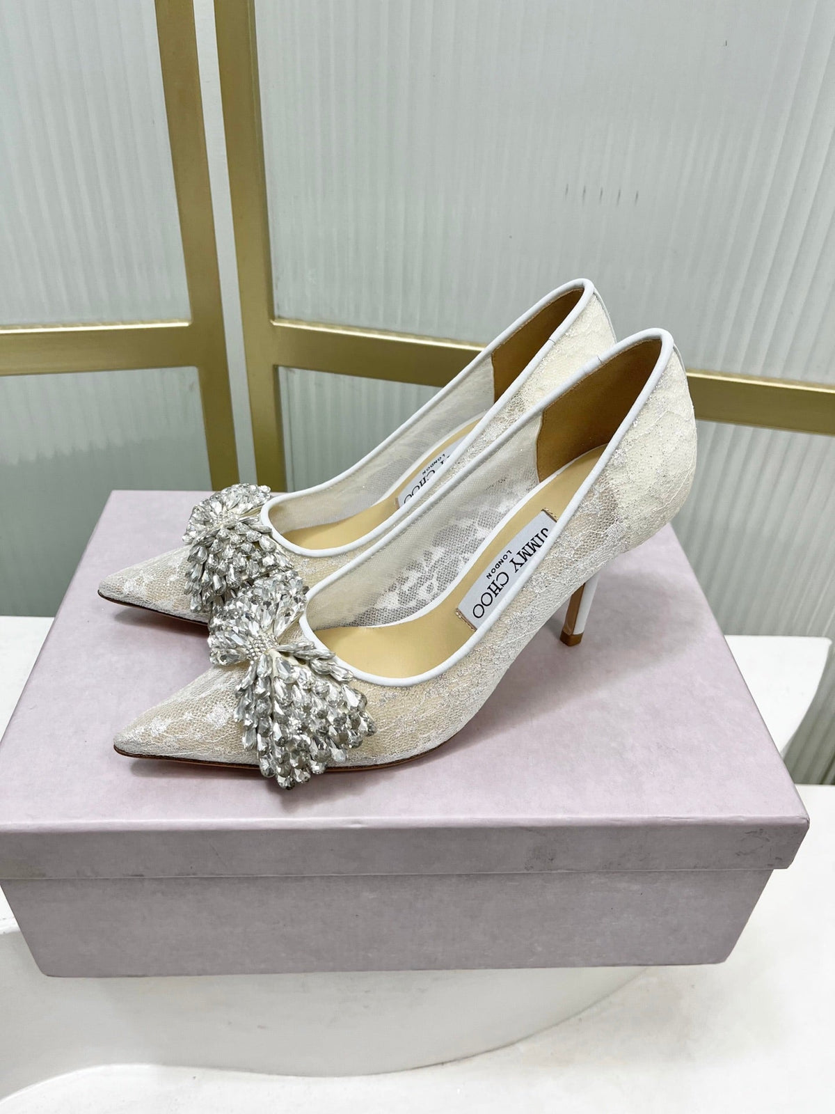 Jimmy 26s High Heels 85 White Imported Lace Sheepskin 605985