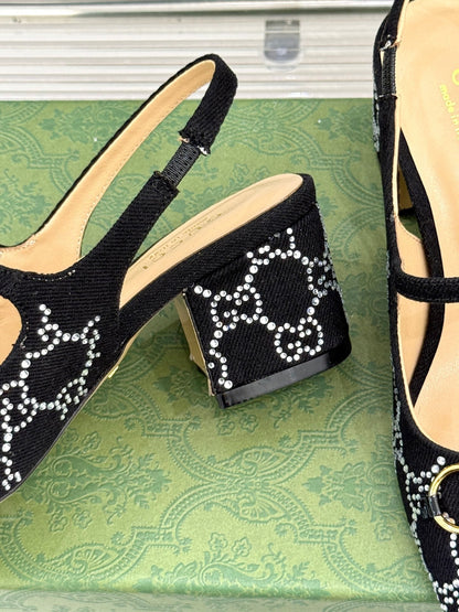 GC Horsebit Slingback Pump Black Denim 412736