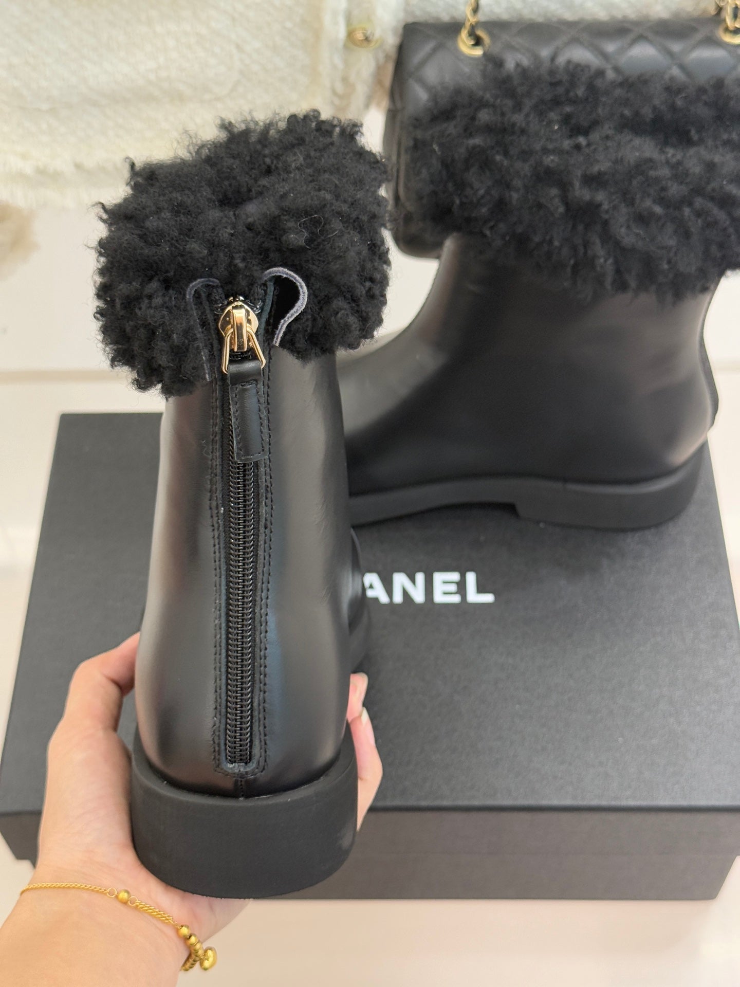 CC 25s Ankle Boots Black Leather Wool 512071