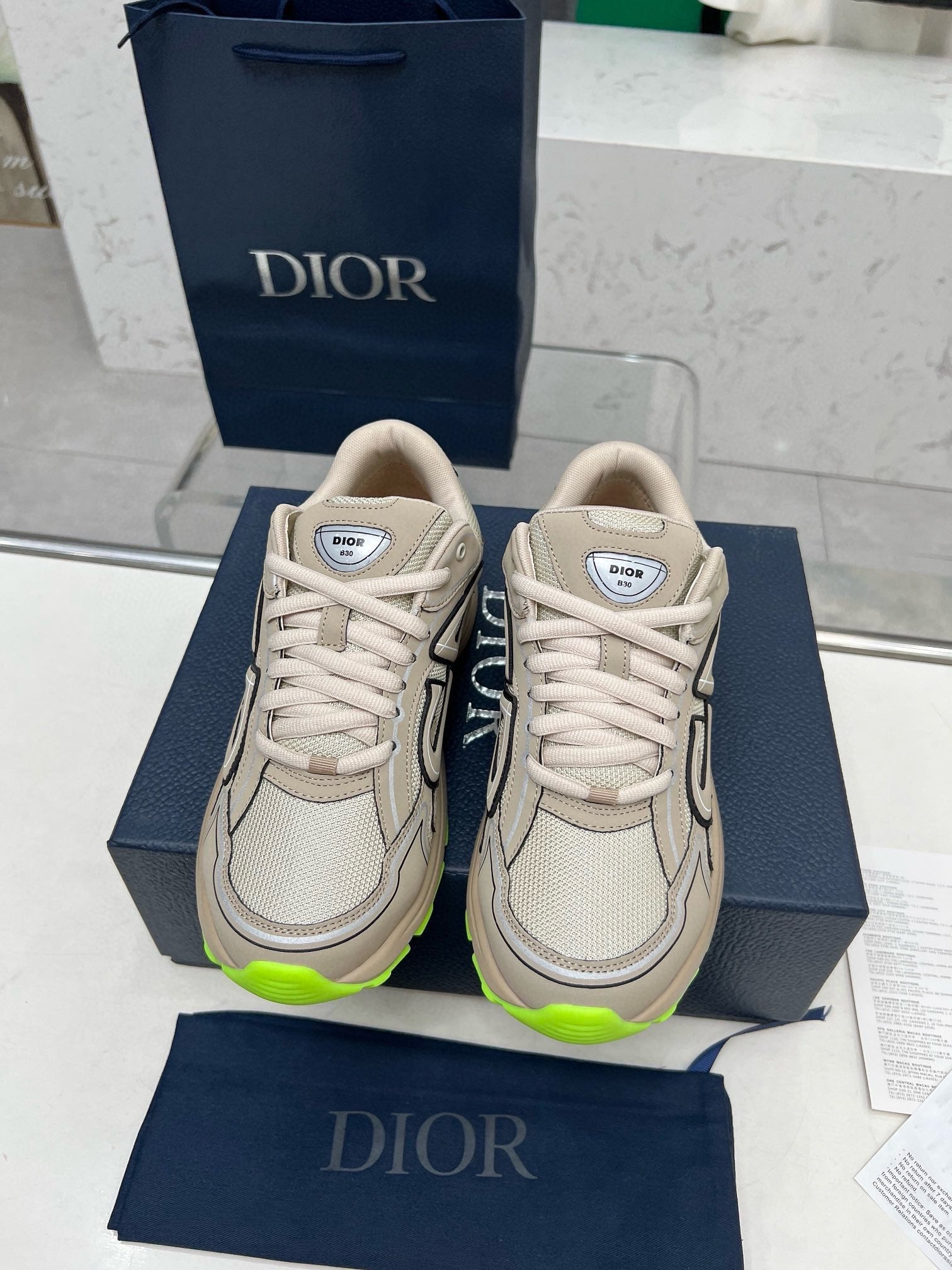 CD B30 SNEAKER KHAKI MESH FABRIC