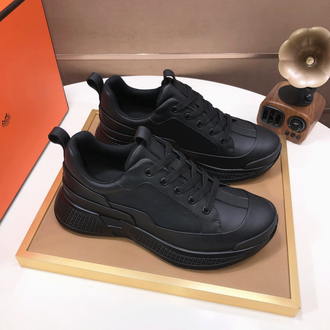 HM Men's Sneaker Full Black Cowhide 548106