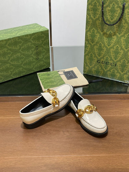 GG LOAFER SHOES IN WHITE CALFSKIN