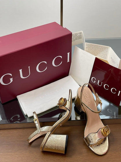 Gucci 2025 Sandal 75mm Gold Sheepskin 225960