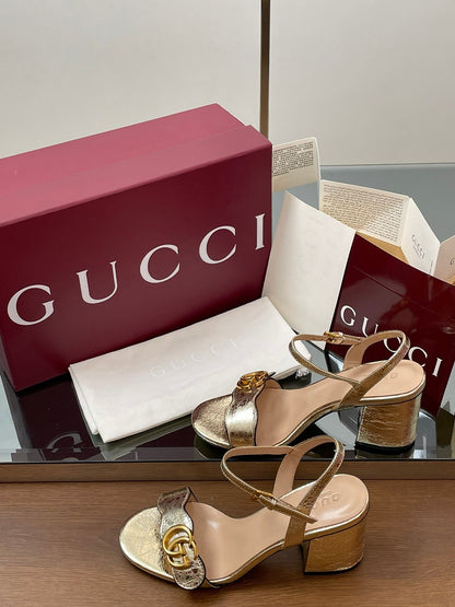 Gucci 2025 Sandal 75mm Gold Sheepskin 225960
