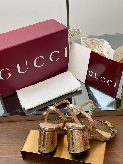 Gucci 2025 Sandal 75mm Gold Sheepskin 225960