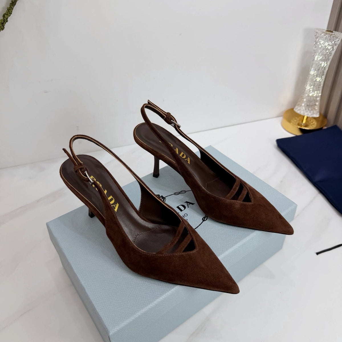PRA 26SS Slingback 75 Dark Brown Suede 592343