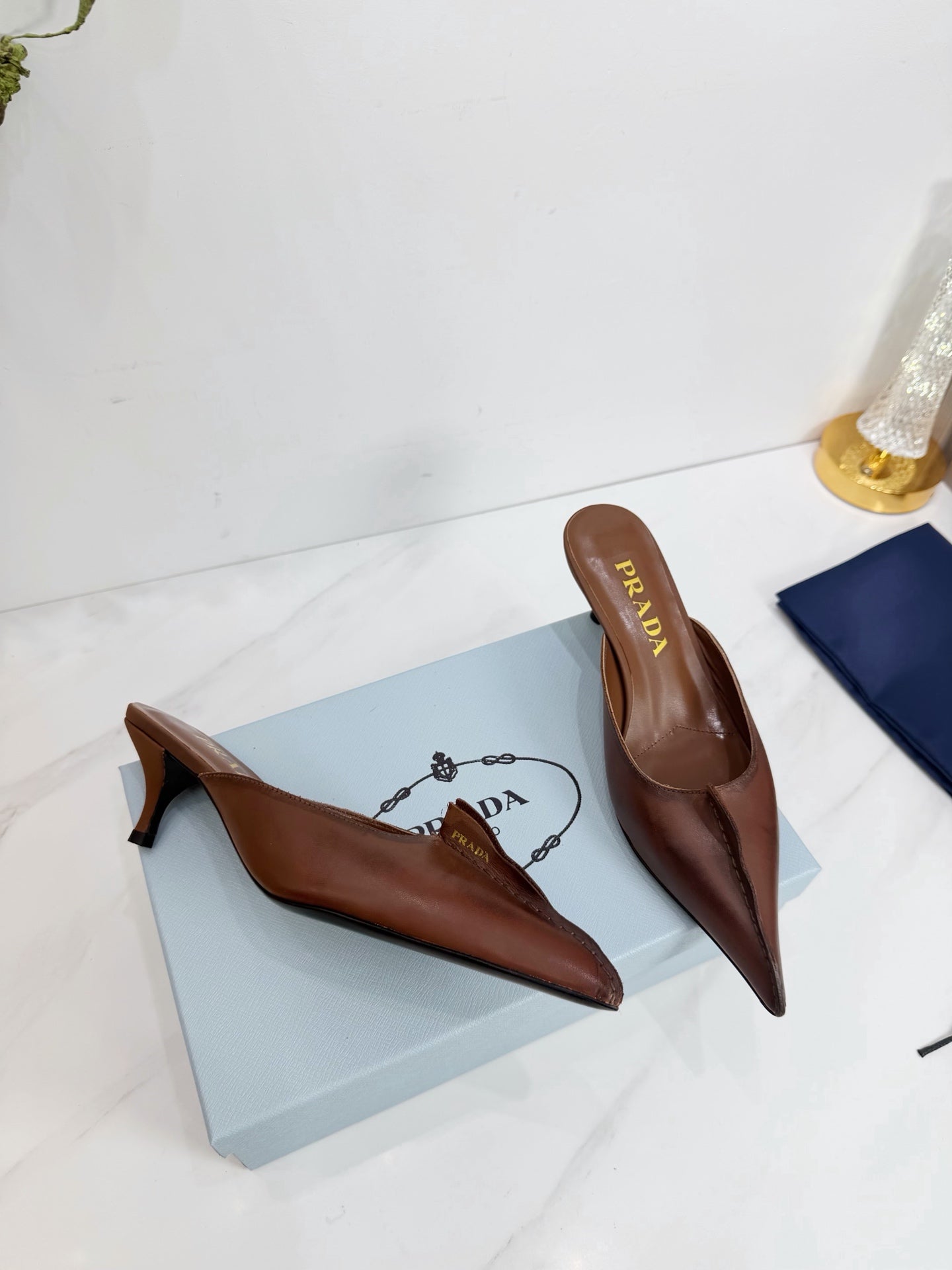 PRA 26SS High Heel Mule 55 Brown Cowhide 592410
