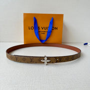 LV Flowergram 20mm Reversible Belt Brown Calfskin