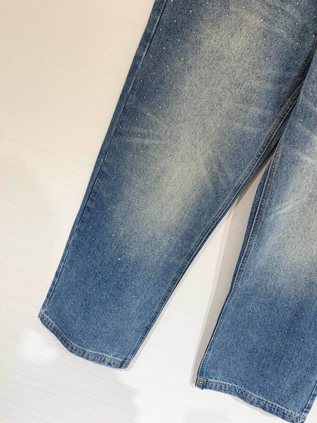 Chanel 2026 Rhinestone-Embellished Straight-Leg Jeans 155198
