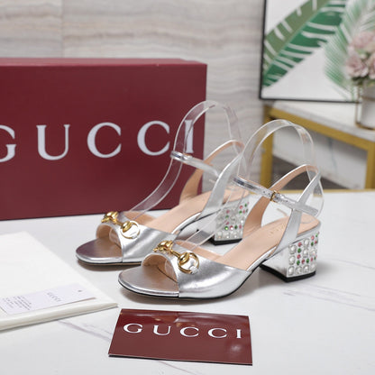 GG 26ss Sandals 55 Sliver Beige Sheepskin 601095